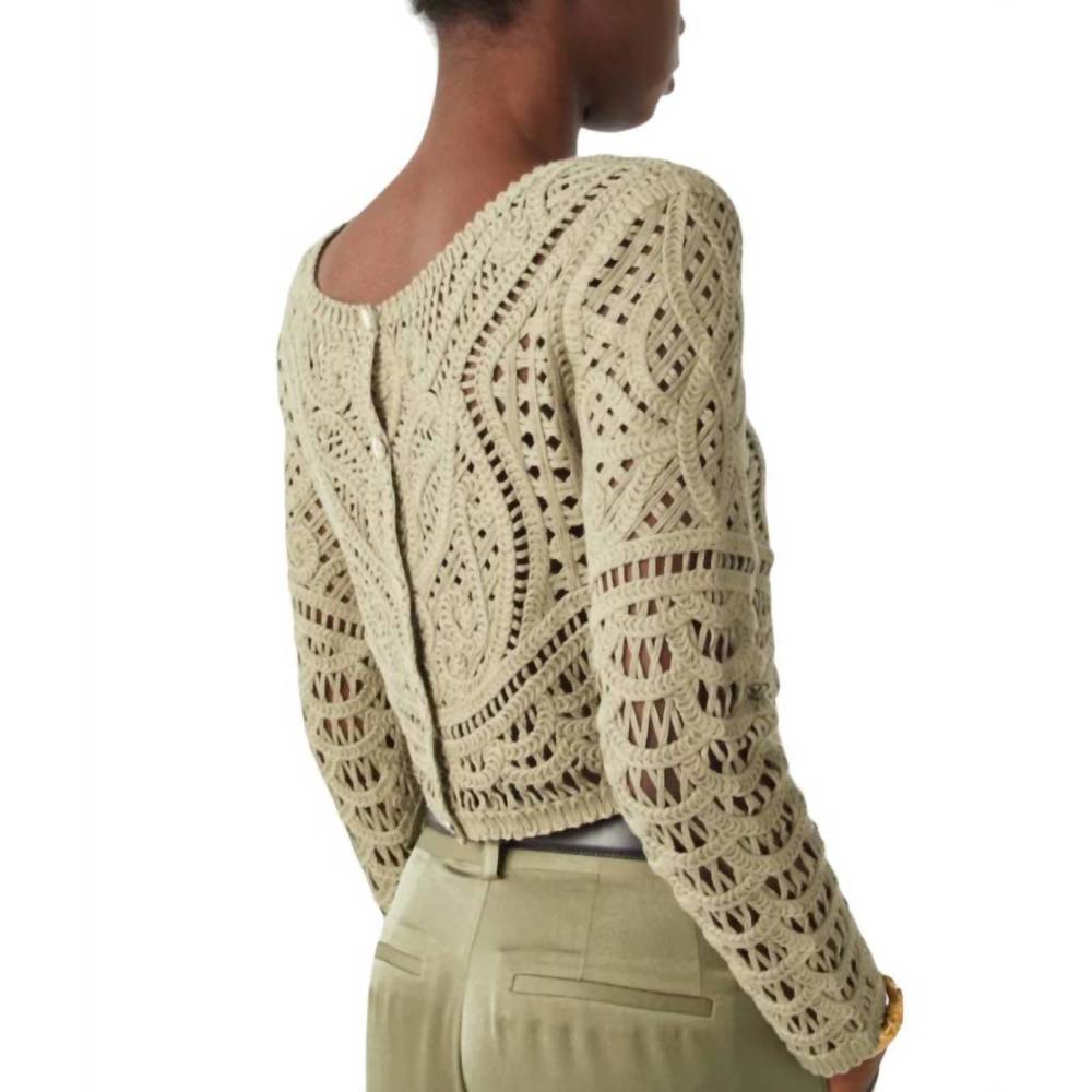 NEW BA&SH marc cropped cardigan in green - Picture 2 of 4